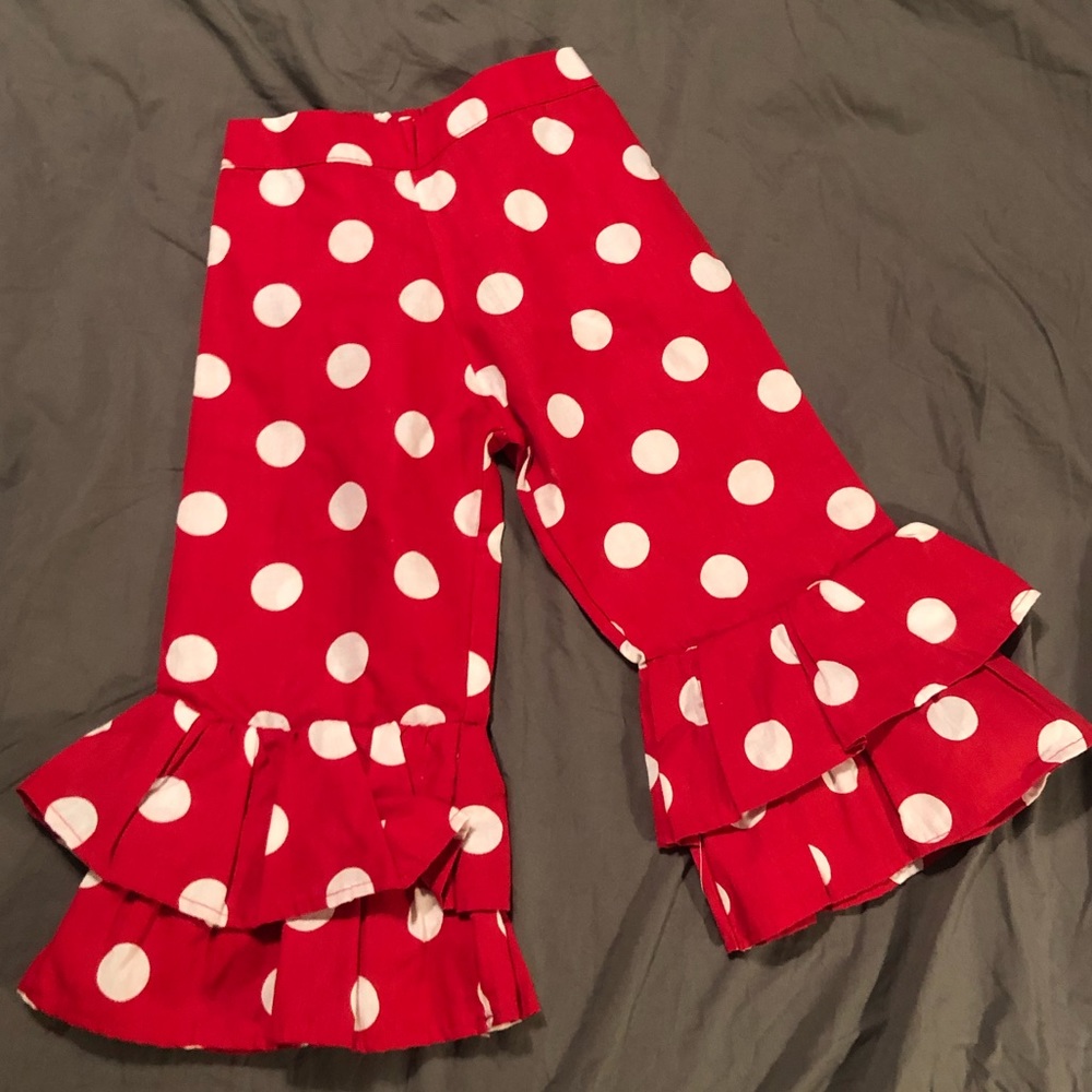 OMG Red  Ruffle Pants with Polka Dots T2-T3
